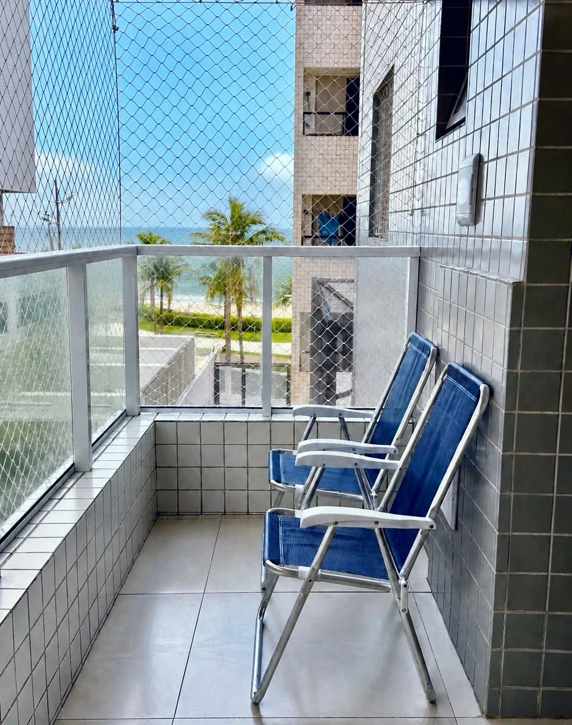 Balcony and view, beachfront apartment in Praia Grande